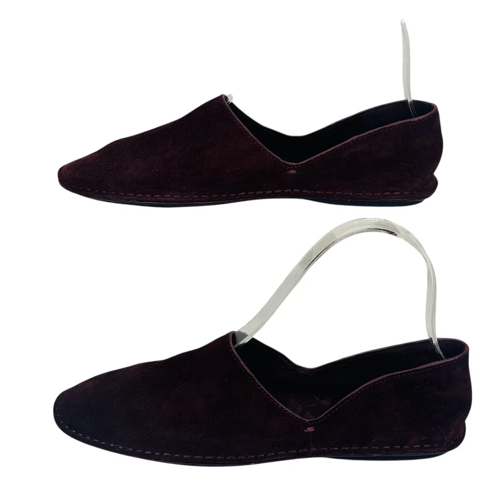 Vince Burgundy Suede D'Orsay‎ Flats Womens 5 35 Minimalist Pointed Toe Slip-On